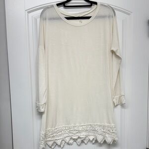 Pinkblush Cream Lace-Hem Tunic Top